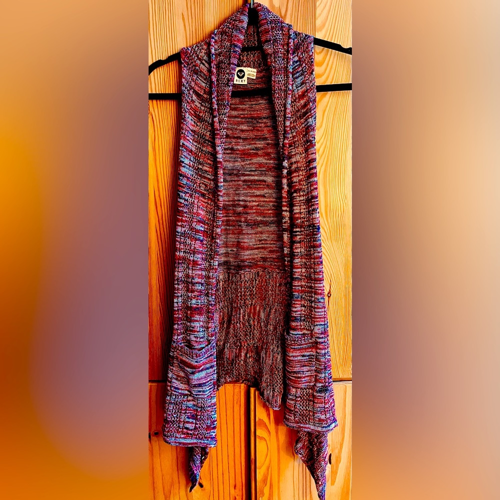 Roxy Long duster Vest…Multi warm colors XS
